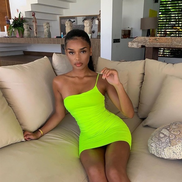 oh polly neon green dress